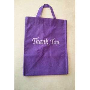 Non Woven Bag Purple with Thank You 100ct Size:12x13x7 inch